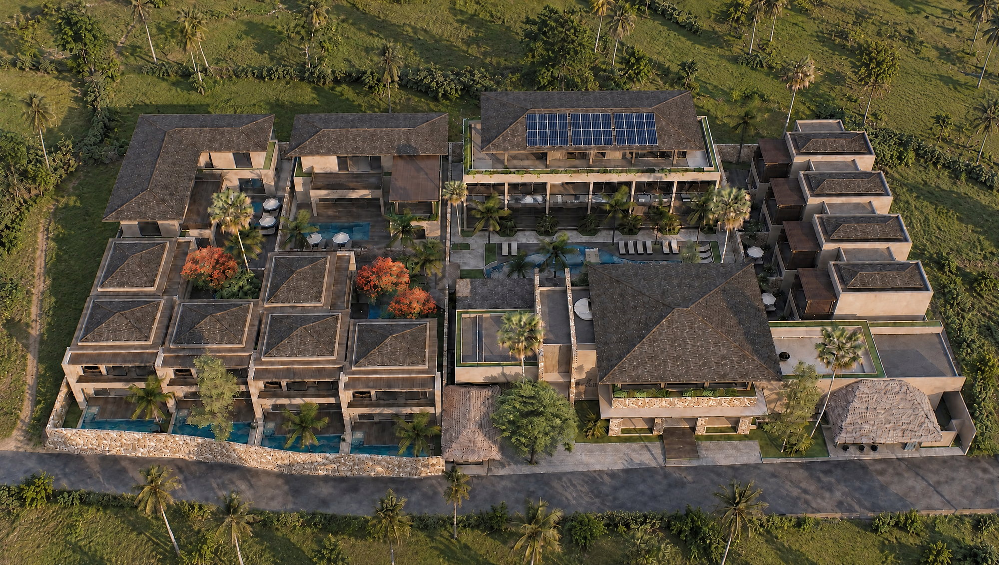 The resort beside the lane in its Selong Belanak setting