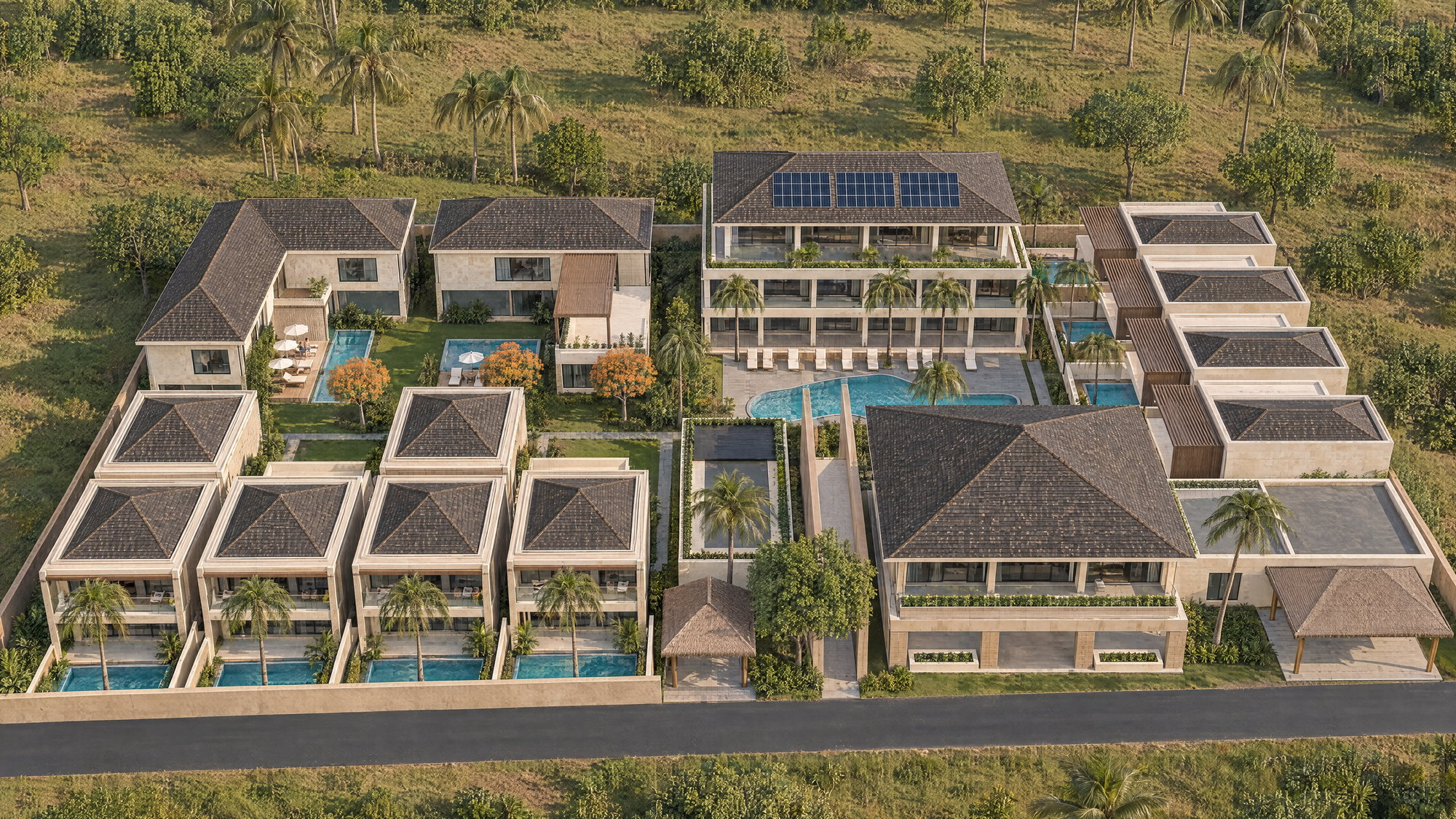 The resort seen across the lane